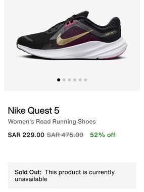 Nike Quest 5 Women's Running Shoes - Black, Pink & Gold